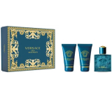 Versace Eros pour Homme Eau de Toilette 50 ml + Duschgel 50 ml + After Shave Balm 50 ml, Geschenkset für Männer