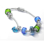 Charme Sterling Silber 925 Schwarz Murano Glasperle auf Armband Symbol