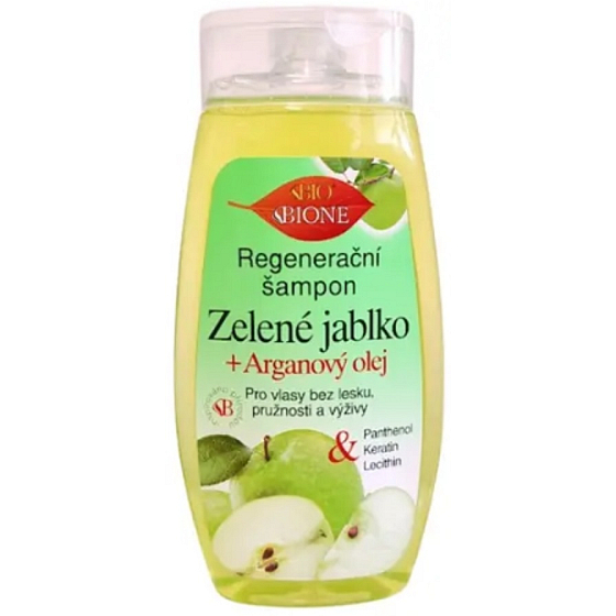 Bione Cosmetics Green Apple regenerierendes Shampoo für Haare ohne Glanz, Elastizität und Ernährung 260 ml