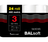 BALsoft 3-lagiger Toilettenpapier, 24 Rollen, 20 m Rolle