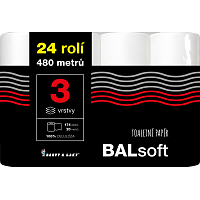 BALsoft 3-lagiger Toilettenpapier, 24 Rollen, 20 m Rolle