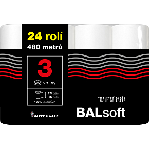 BALsoft 3-lagiger Toilettenpapier, 24 Rollen, 20 m Rolle