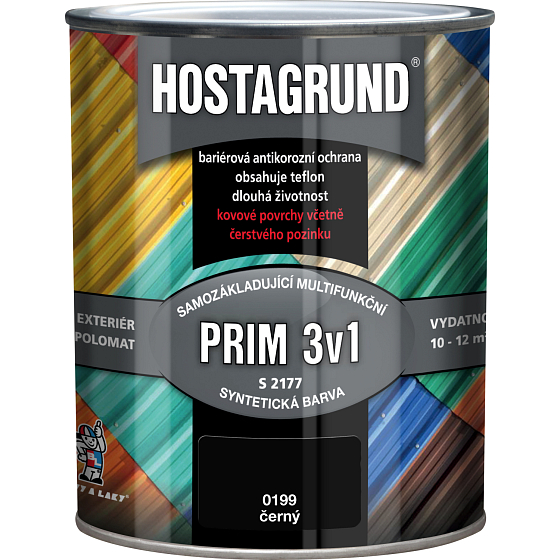Hostagrund Prim 3v1 S2177 Grundierung und Deckfarbe für Metall, 0199 schwarz, 600 ml
