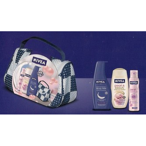 Nivea Pearl Duschgel 250 ml + Antitranspirant Spray 150 ml + Körperlotion 400 ml Kosmetikset für Frauen