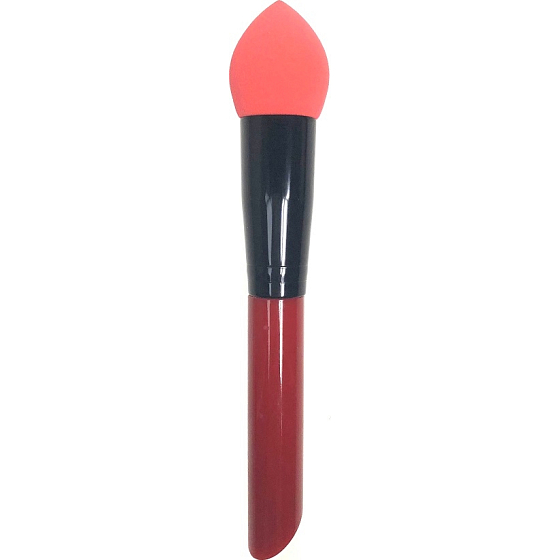 Kosmetikbürste mit Schaumschwamm rot-schwarzer Griff 16 cm 30350-03
