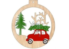 Albi Holz geschnitzte Weihnachtsverzierung Auto 9,5 x 8,5 cm