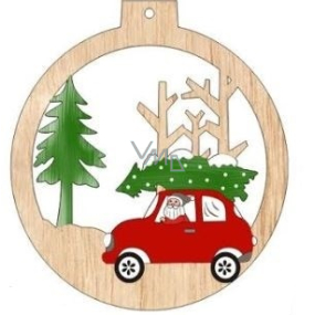 Albi Holz geschnitzte Weihnachtsverzierung Auto 9,5 x 8,5 cm