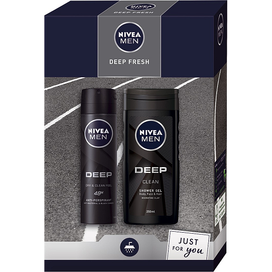Nivea Men Deep Fresh Antitranspirant Deodorant Spray 150 ml + Duschgel 250 ml, Kosmetikset für Männer