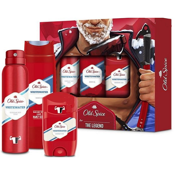 Old Spice White Water Alpinist Antitranspirant Deo Stick 50 ml + Deo Spray 150 ml + 2in1 Duschgel für Körper und Haare 250 ml, Kosmetikset für Männer