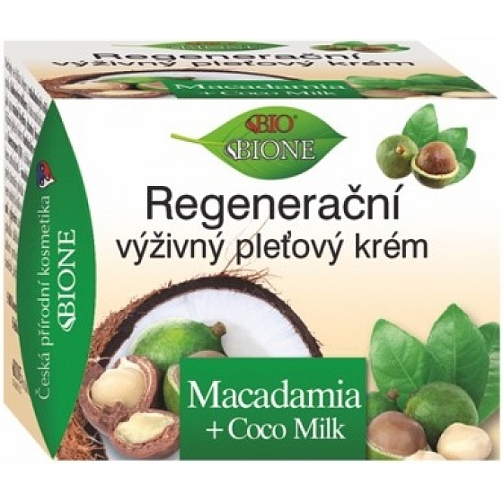 Bione Cosmetics Macadamia + Coco Milk regenerierende, nährende Hautcreme für alle Hauttypen 51 ml