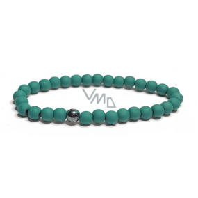 Hämatit gummiertes Armband elastischer Naturstein, Kugel 6 mm / 16 - 17 cm, gesunder Blutstein