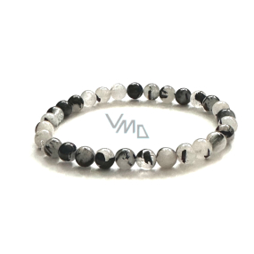 Kristall mit Turmalin Armband elastisch Naturstein, Kugel 6 mm / 16 - 17 cm, Stein Steine Kristall mit Turmalin Armband elastisch Naturstein, Kugel 6 mm / 16 - 17 cm, Stein Steine