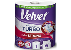 Velvet Turbo Küchenpapier 3-lagig 340 Stück 75,82 m 1 Rolle