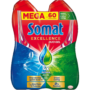 Somat Excellence Duo Gel für Geschirrspüler, 2× 540 ml, 60 Spülgänge Somat Excellence Duo Gel für Geschirrspüler, 2× 540 ml, 60 Spülgänge