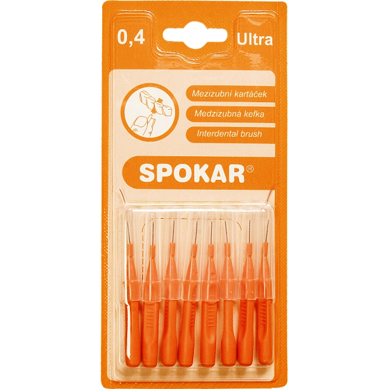 Spokar Ultra Größe 0,4 mm Interdentalbürsten, Griff, 8er-Set,