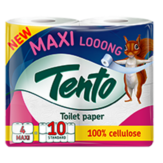 Dieses Maxi Looong Toilettenpapier 2-lagig 4 Maxi-Teile = 10 Standard