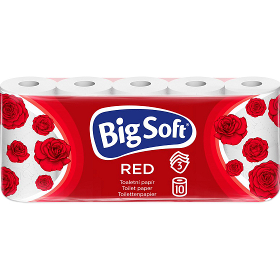 Big Soft Red 3-lagiges Toilettenpapier, 10 Rollen, 17,6 m Rolle