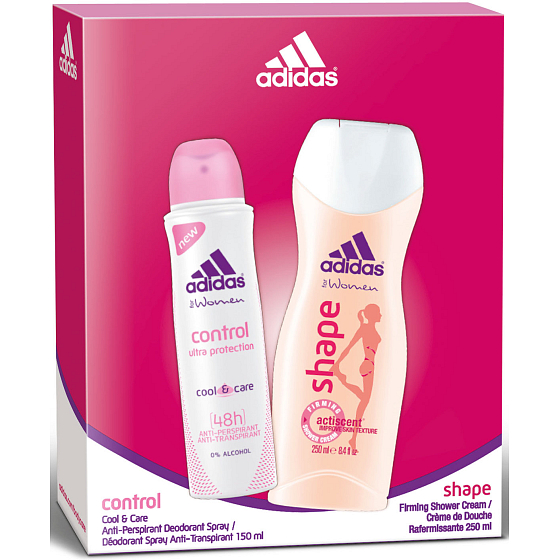Adidas Control Antitranspirant Deodorant Spray für Frauen 150 ml + Shape Duschgel 250 ml, Kosmetikset