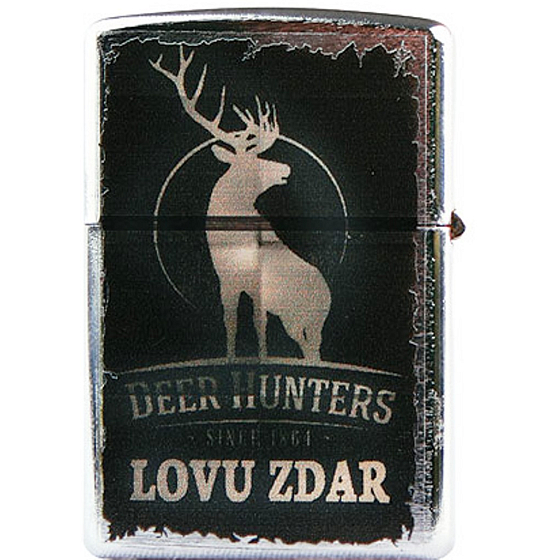 Bohemia Gifts Retro Metall Benzinfeuerzeug mit Aufdruck Lovu zdar schwarz 5,5 x 3,5 x 1,2 cm