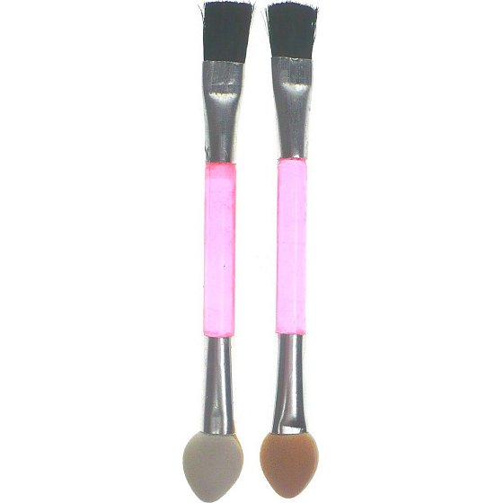 Lidschattenapplikator doppelseitiger Schaum / Pinsel rosa 7,5 cm 2 Stück 80060