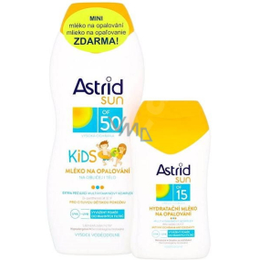Astrid Sun Kids OF50 Sonnencreme 200 ml + Sun OF15 Feuchtigkeitsspendende Sonnencreme 100 ml, Duopack