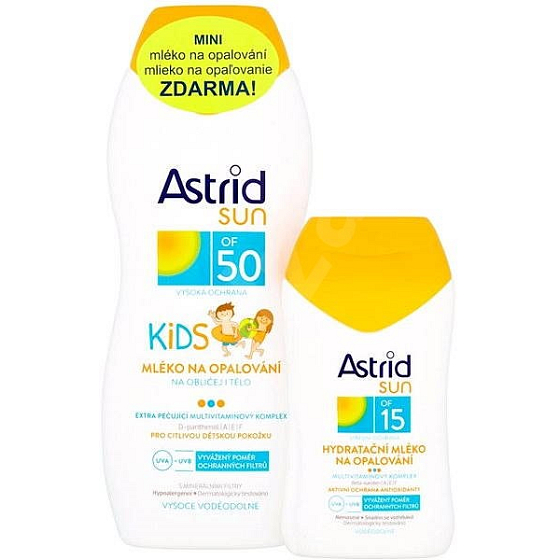 Astrid Sun Kids OF50 Sonnencreme 200 ml + Sun OF15 Feuchtigkeitsspendende Sonnencreme 100 ml, Duopack