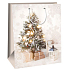 Ditipo Geschenk Papiertüte 32,4 x 10,2 x 44,5 cm beige Weihnachtsbaum, Spitze