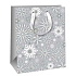 Ditipo Geschenk Papiertüte Glitter 26,4 x 13,6 x 32,7 cm graue Schneeflocken