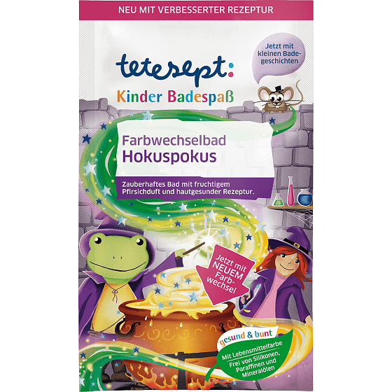 Tetesept Hokuspokus Badesalz mit einem magischen Farbwechsel beim Baden für Kinder 50 g