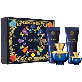 Versace Dylan Blue pour Femme Eau de Parfum für Frauen 100 ml + Körperlotion 100 ml + Duschgel 100 ml + Eau de Parfum 5 ml, Geschenkset für Frauen