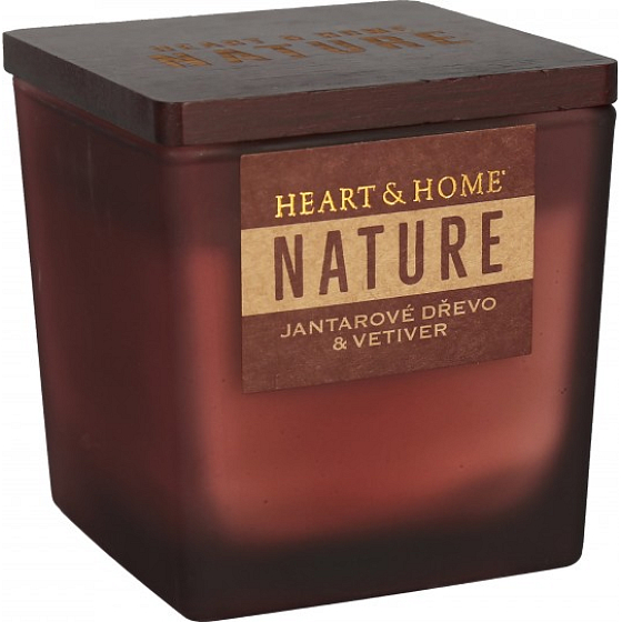 Heart & Home Nature Bernstein Holz und Vetiver Duftkerze großes Glas, Brenndauer bis zu 40 Stunden 210 g