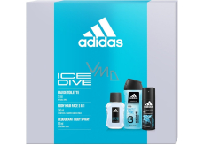 Adidas Ice Dive Eau de Toilette 50 ml + Deodorant Spray 150 ml + Duschgel 250 ml, Geschenkset für Männer