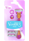 Gillette Venus Simply 3 Rasierer mit Feuchtigkeitsstreifen + 4 Ersatzköpfe für Frauen