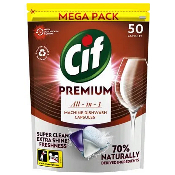 Cif Premium Clean All in 1 Regular Geschirrspüler Tabletten 50 Stück
