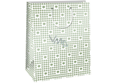 Ditipo Geschenkpapierbeutel 32,4 x 10,2 x 45,5 cm weiß, vierblättrige Kleeblätter QXA