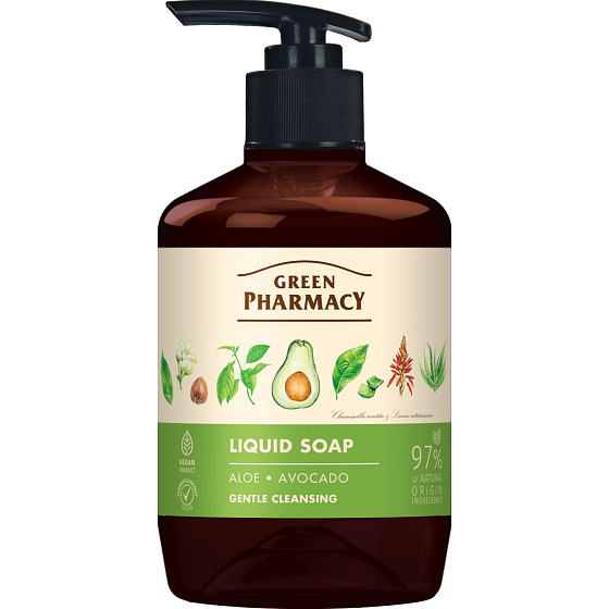 Green Pharmacy Aloe vera und Avocado flüssige Creme-Seife mit Spender 460ml