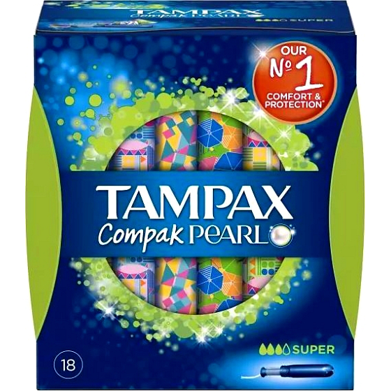 Tampax Compak Pearl Super Damentampons mit 18-teiligem Applikator