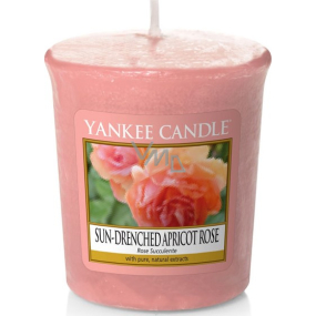 Yankee Candle Sun Drenched Apricot Rose - Gestickte Votivkerze mit Aprikosenrose-Duft 49 g
