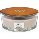 WoodWick Vanille & Meersalz - Vanille- und Meersalz-Duftkerze mit breitem Holzdocht und Deckelglasboot 453 g