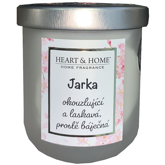 Heart & Home Frische Leinen Soja-Duftkerze mit Jarkas Namen 110 g