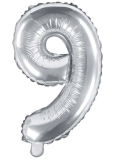 Ditipo Aufblasbarer Folienballon Nummer 9 silber 35 cm 1 Stück