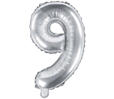 Ditipo Aufblasbarer Folienballon Nummer 9 silber 35 cm 1 Stück