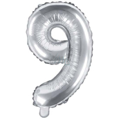 Ditipo Aufblasbarer Folienballon Nummer 9 silber 35 cm 1 Stück