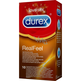 Durex Real Feel Kondom für das natürliche Hautgefühl auf Haut Nennbreite: 56 mm Nicht-Latex auch für Allergiker 10 Stück