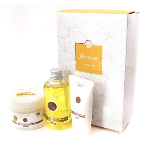 Adria Spa Citron & Immortelle regeneratives Duschgel 50 ml + Badesalz + Körperlotion, Travel Mini Set