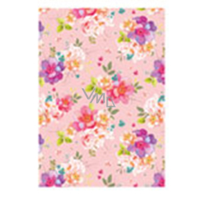 Ditipo Geschenkpapier 70 x 200 cm Pink mit Blumen