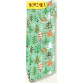 Nekupto Geschenk Papiertüte für eine Flasche 33 x 10 x 9 cm Weihnachten, Bäume 1819 50 WLH