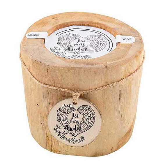 Böhmen Geschenke Duftkerze aus Teakholz Du bist mein Engel 11 cm