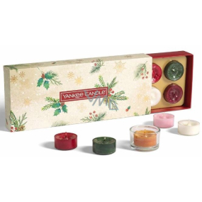 Yankee Candle Magical Christmas Morning Teelicht 10 x 9,8 g + Kerzenhalter 1 Stück, Weihnachtsgeschenkset