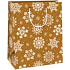 Ditipo Geschenkpapiertüte 26,4 x 13,6 x 32,7 cm Weihnachtsgold - weiße Schneeflocken